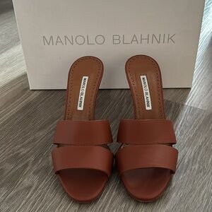 Manolo Blahnik luggage bulgaro calf sandals